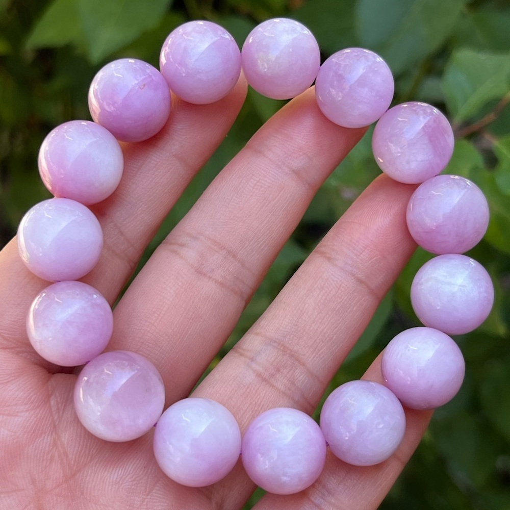 14mm stretchable high quality‎ kunzite bracelet